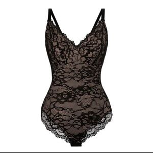 Tummy Control Lace Bodysuit Deep V One Piece Lingerie Thong Bodysuit